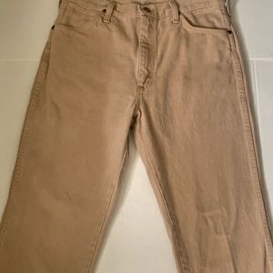 Tan Wrangler straight leg pants
